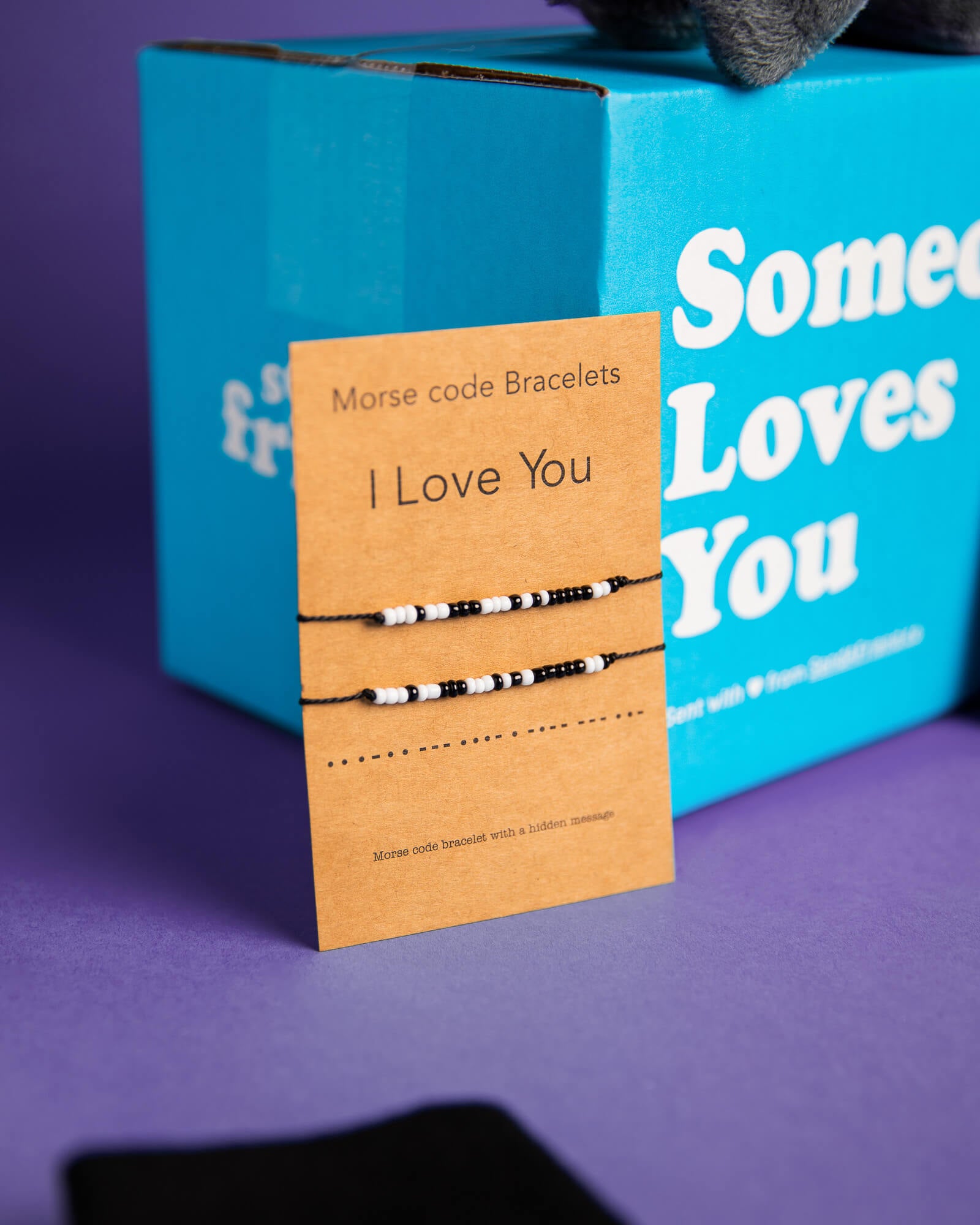 Photo of Morse code I Love You bracelets included in the Deluxe To The Moon & Back Bundle