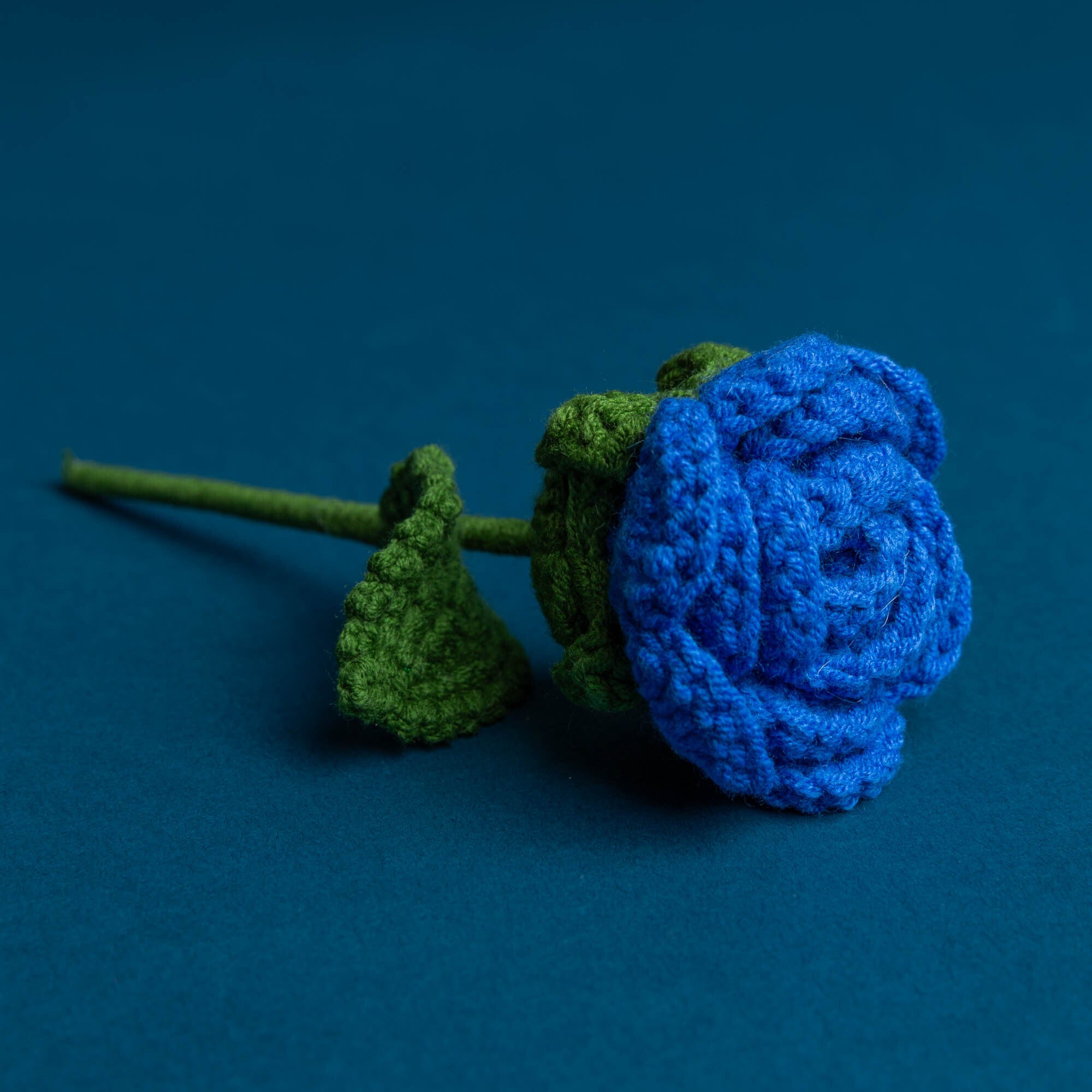 Blue Crochet Rose