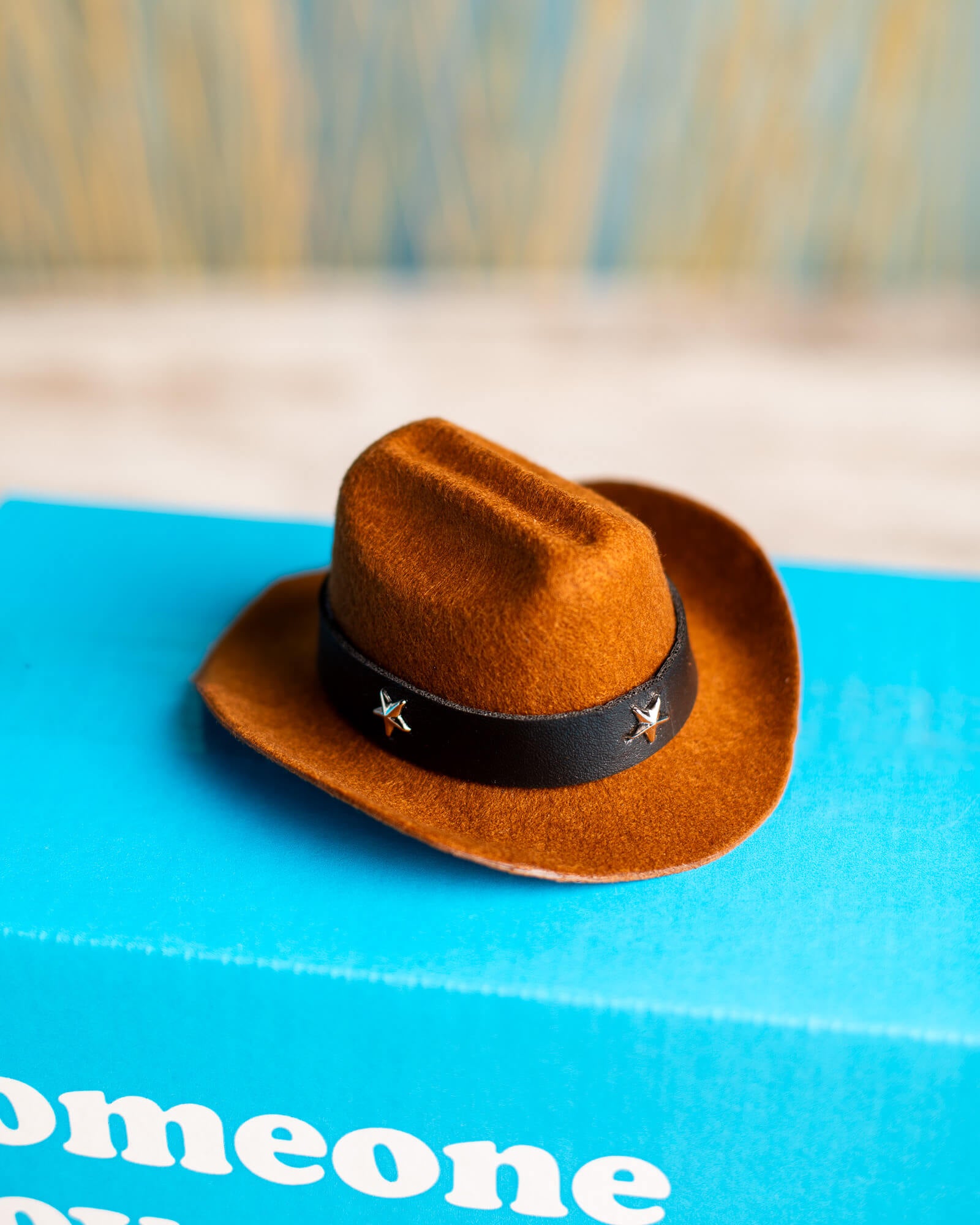 Photo of brown cowboy hat from Cowboy Bundle sitting on Someone Loves You box