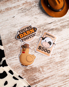 Photo of 3 stickers included in cowboy bundle