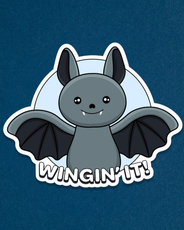 Photo of bat sticker on a blue background