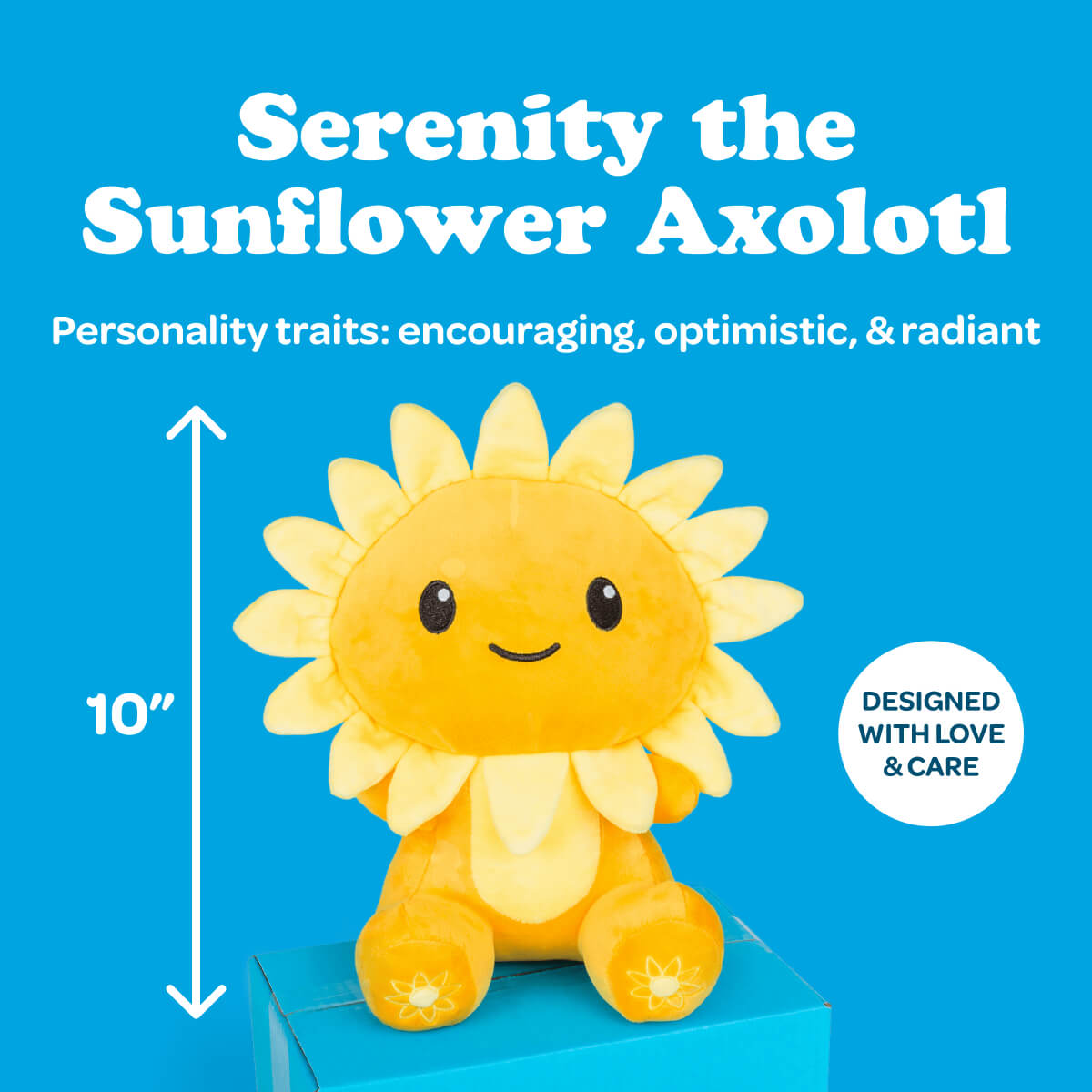 Serenity the Sunflower Axolotl Stuffed Animal Care Package